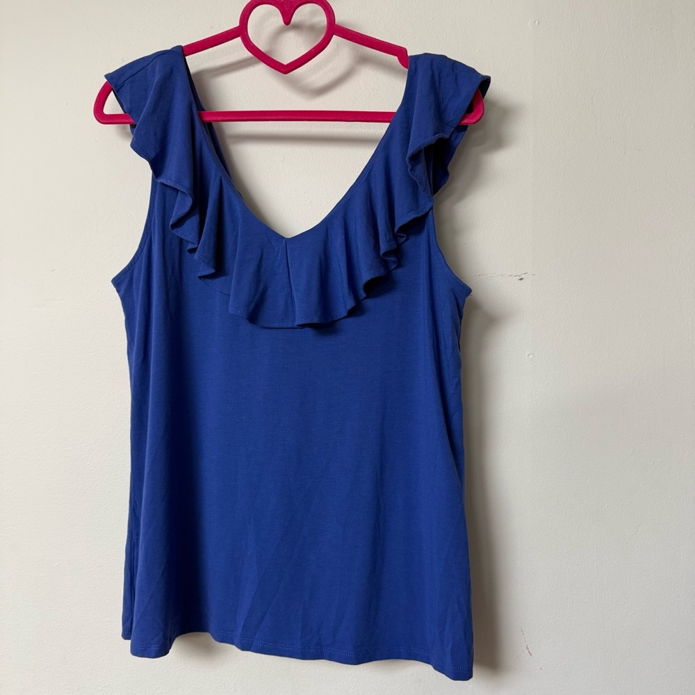 Lilly Pulitzer Cobalt Blue Ruffle V-Neck Tank